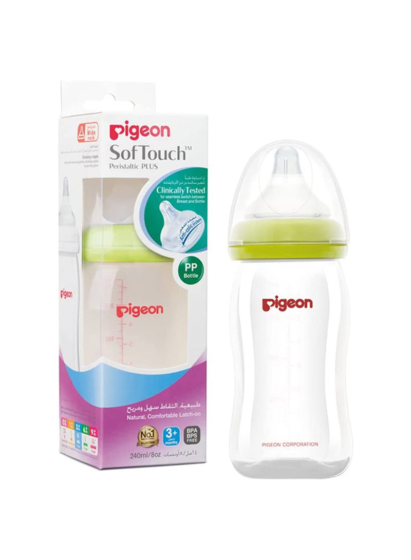 pigeon - Pack Of 1 Softouch Peristaltic Plus Baby Feeding Bottle 240 ML, 3 Months +, Assorted - Image 1