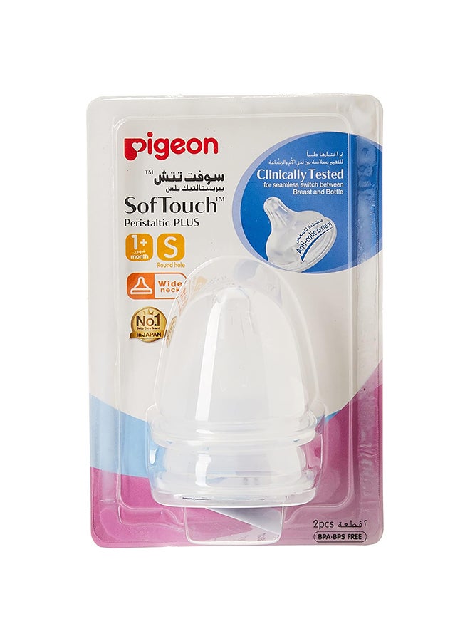 pigeon 2 Pieces Soft Touch Peristaltic Plus Wide Neck Nipple  - Image 1