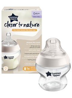 tommee tippee Pack Of 1 Closer To Nature Baby Feeding Bottle With Anti-Colic Valve, 0 Months +, 150 ML, White/Clear, Slow Flow  - Image 2