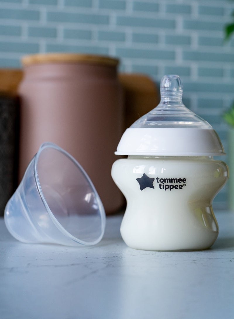tommee tippee - Pack Of 1 Closer To Nature Baby Feeding Bottle With Anti-Colic Valve, 0 Months +, 150 ML, White/Clear, Slow Flow - Image 1