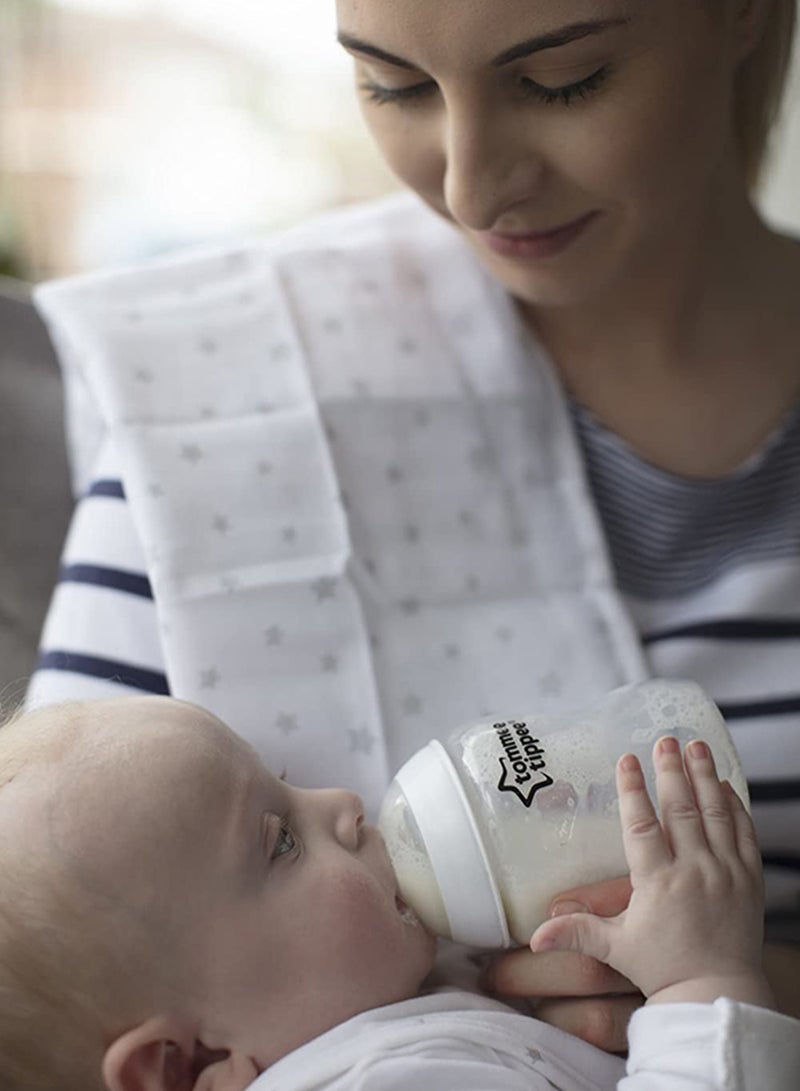 tommee tippee - Pack Of 1 Closer To Nature Baby Feeding Bottle With Anti-Colic Valve, 0 Months +, 150 ML, White/Clear, Slow Flow - Image 1
