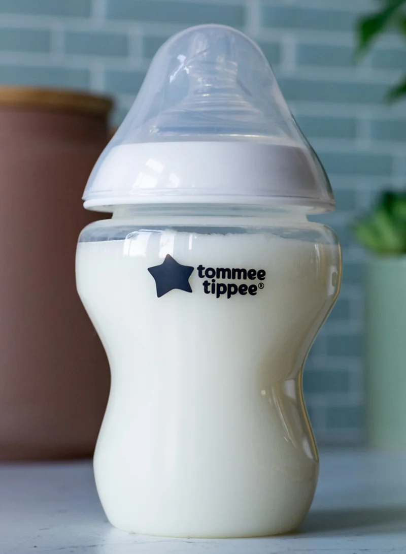 tommee tippee Pack Of 1 Closer To Nature Baby Bottle, Anti-Colic Valve For 0 Months+ 260 ml, Clear