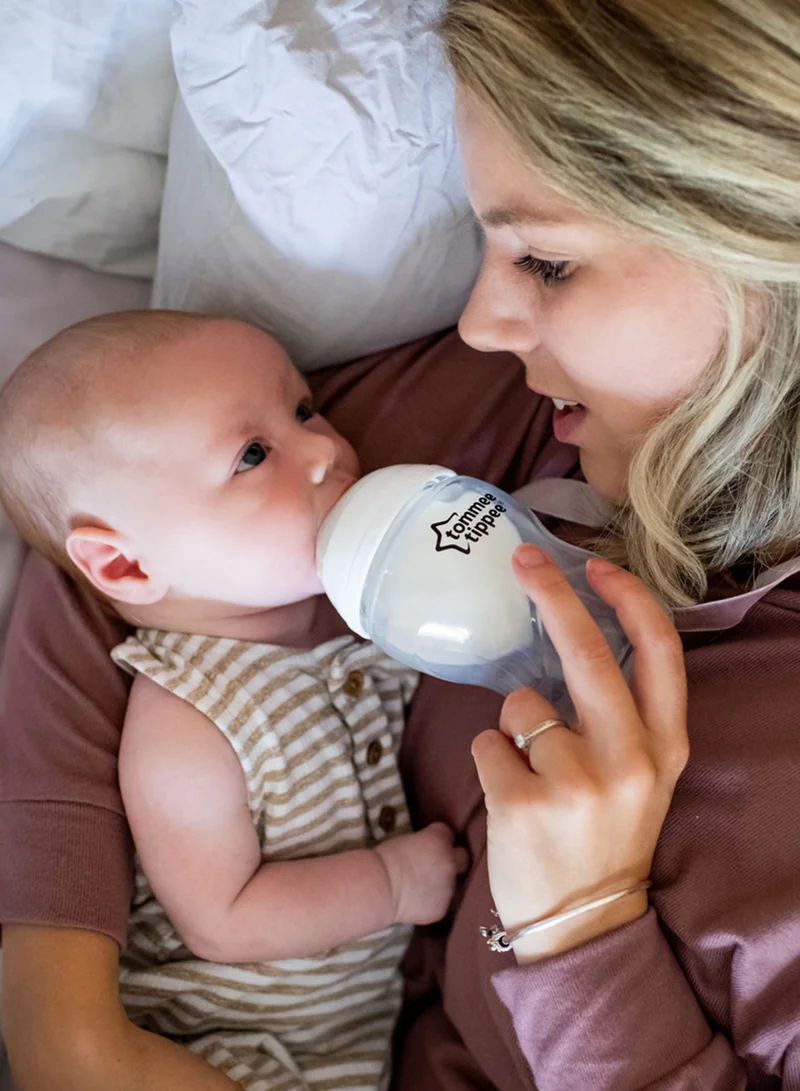 tommee tippee Pack Of 1 Closer To Nature Baby Bottle, Anti-Colic Valve For 0 Months+ 260 ml, Clear