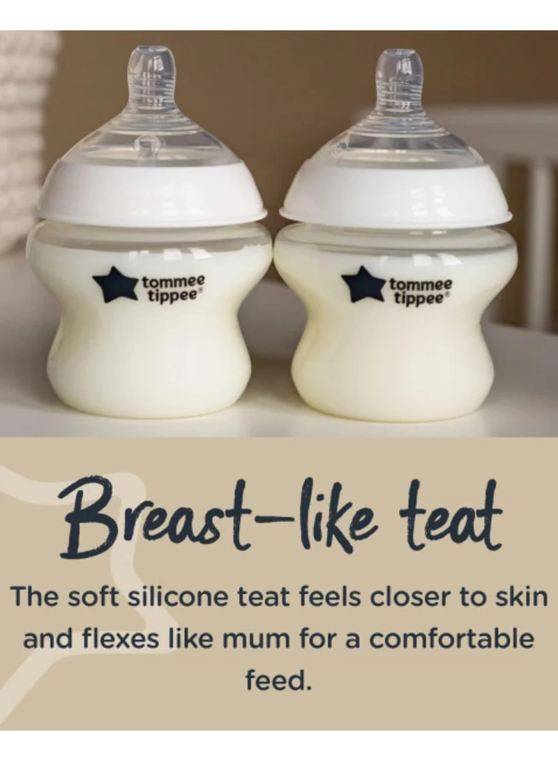 tommee tippee Pack Of 1 Closer To Nature Baby Bottle, Anti-Colic Valve For 0 Months+ 260 ml, Clear