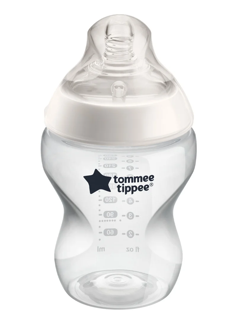 tommee tippee Pack Of 1 Closer To Nature Baby Bottle, Anti-Colic Valve For 0 Months+ 260 ml, Clear