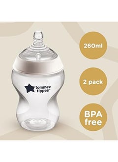 Pack Of 2 Closer To Nature Baby Feeding Bottles With Anti-Colic Valve, Slow-Flow, 0 Months +, 2 X 260 ML, Clear - pnsku/N11583618A/45/_/1724247234/24d8d482-4b7c-42ed-9dc1-d42812879a56