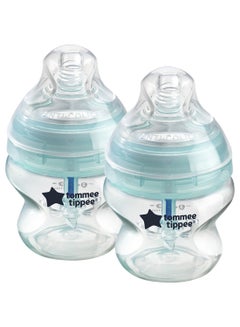 tommee tippee Pack Of 2 Advanced Anti-Colic Baby Bottles, Slow-Flow Unique Venting System 0 Months+ 150 ml Clear  - Image 2