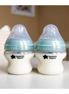 tommee tippee Pack Of 2 Advanced Anti-Colic Baby Bottles, Slow-Flow Unique Venting System 0 Months+ 150 ml Clear  - Image 4