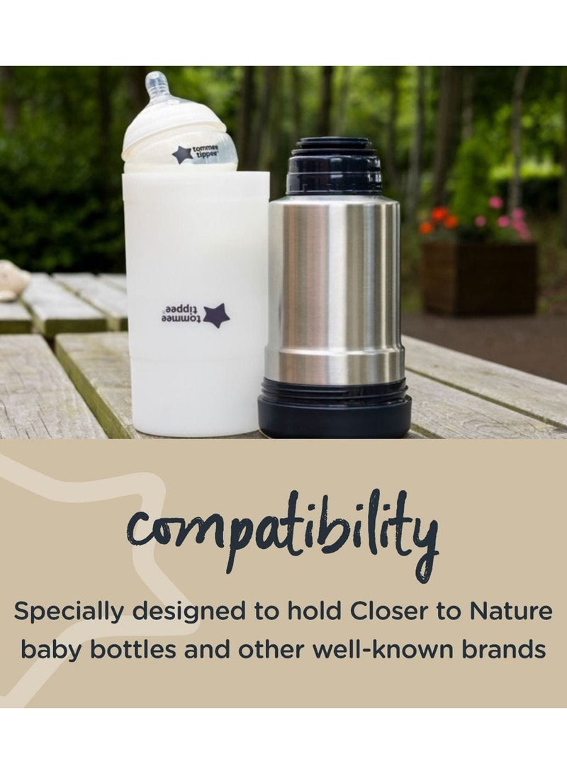 tommee tippee - Closer To Nature Travel Bottle And Food Warmer - Silver/White/Grey - Image 1