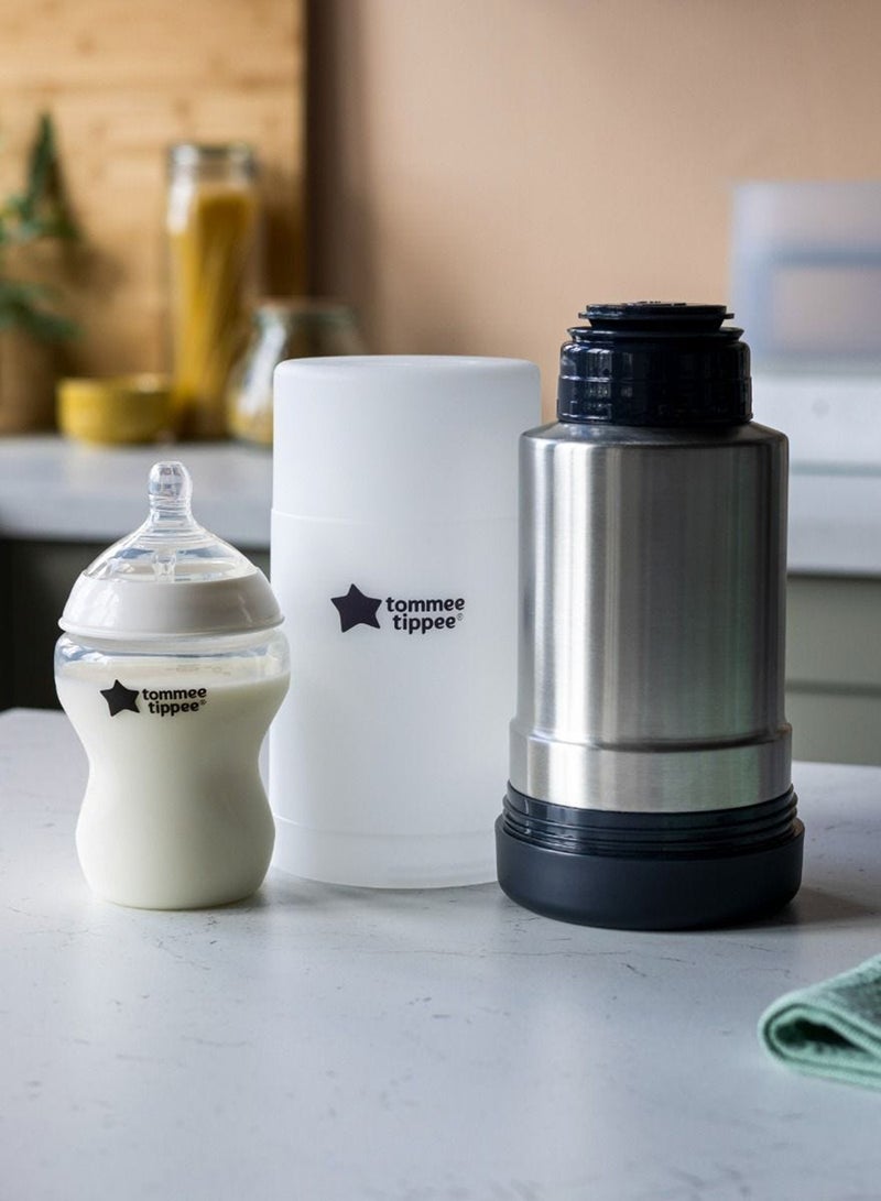 tommee tippee - Closer To Nature Travel Bottle And Food Warmer - Silver/White/Grey - Image 1