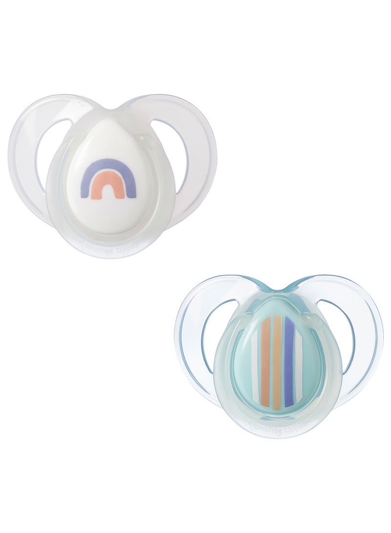 tommee tippee - Pack Of 2 Clinically Designed Orthodontic Silky Texture Pacifier With Holder Set For 6-18 Months Multicolour - Image 1