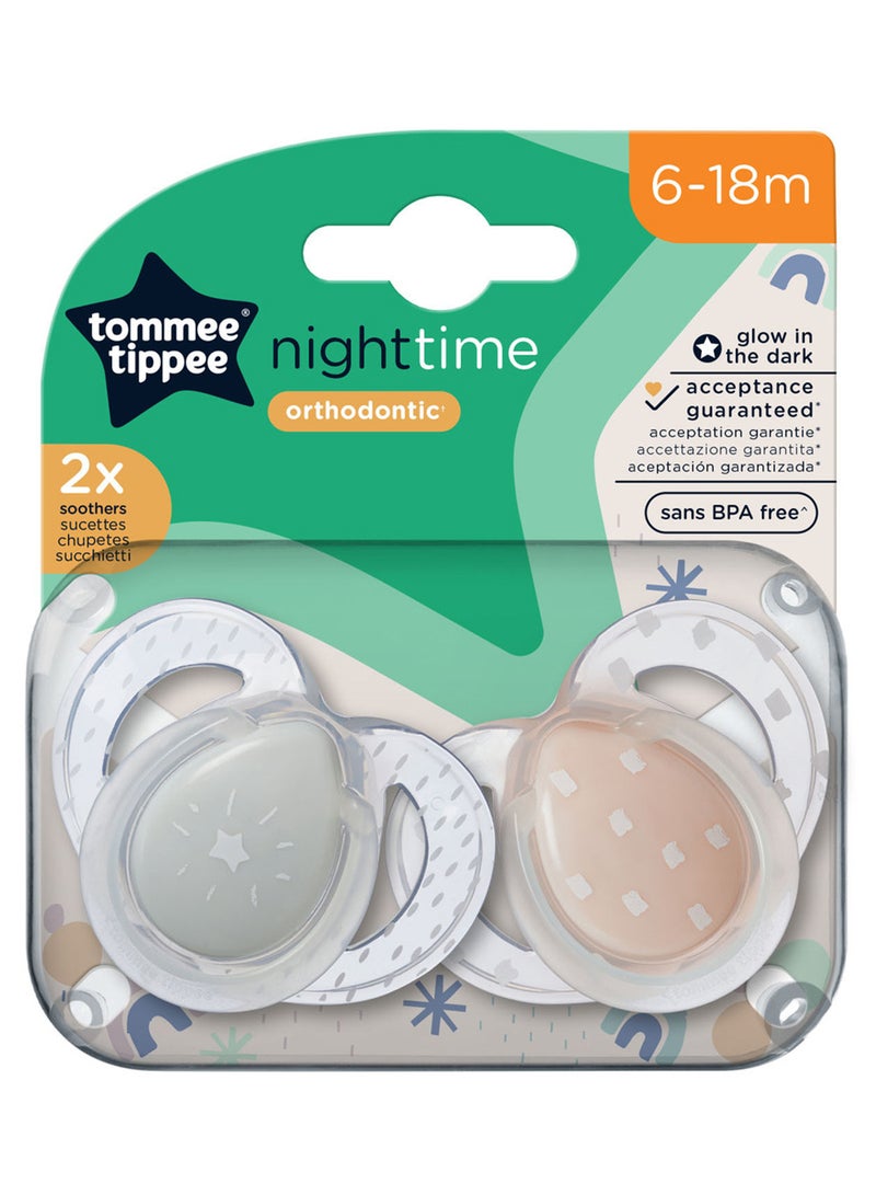 tommee tippee - Pack Of 2 Clinically Designed Orthodontic Silky Texture Pacifier With Holder Set For 6-18 Months Multicolour - Image 1