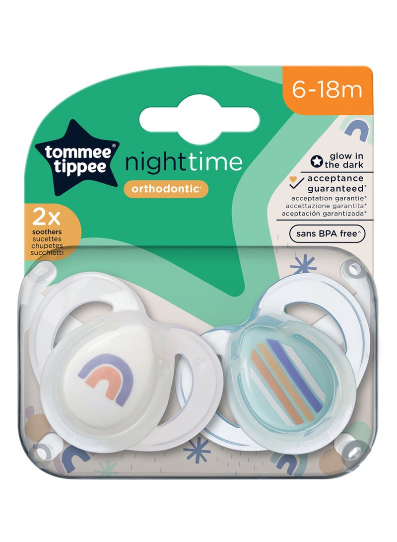 tommee tippee - Pack Of 2 Clinically Designed Orthodontic Silky Texture Pacifier With Holder Set For 6-18 Months Multicolour - Image 1