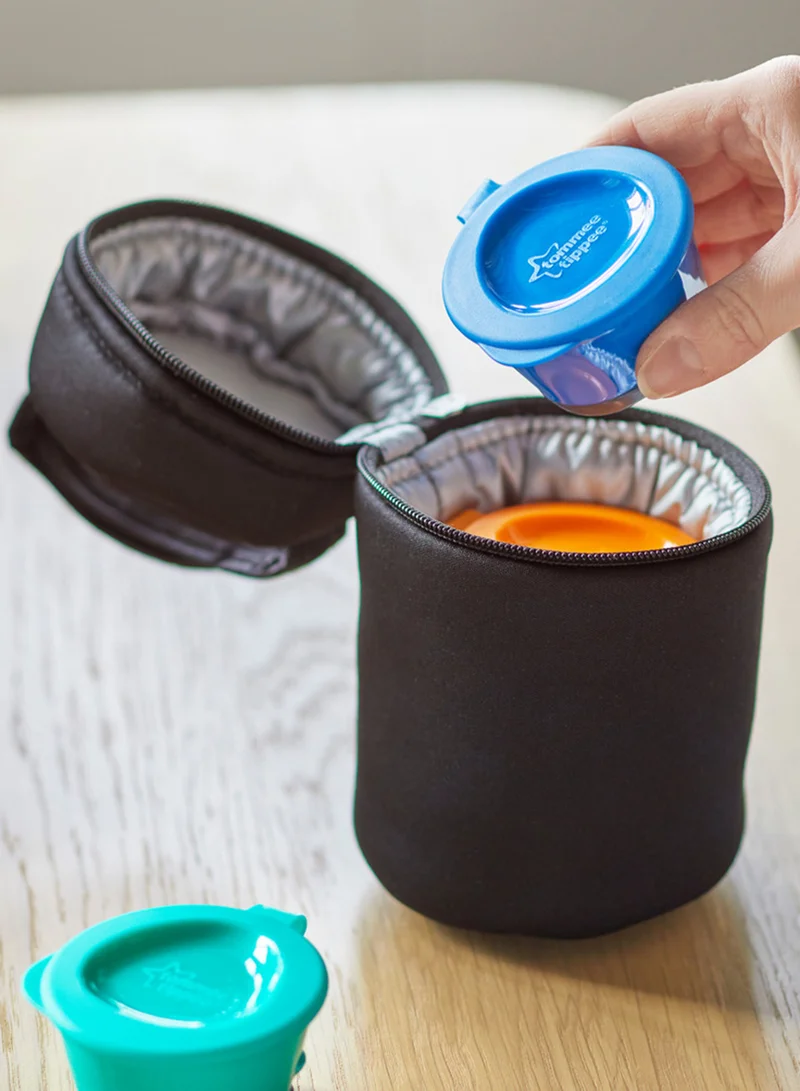 tommee tippee Pack Of 4 Pop Up Freezer Weaning Pots With Tray, Baby Food Containers With Soft Push Up Bases, 4 Months+, 60ml Multicolour (  Packaging May Vary )