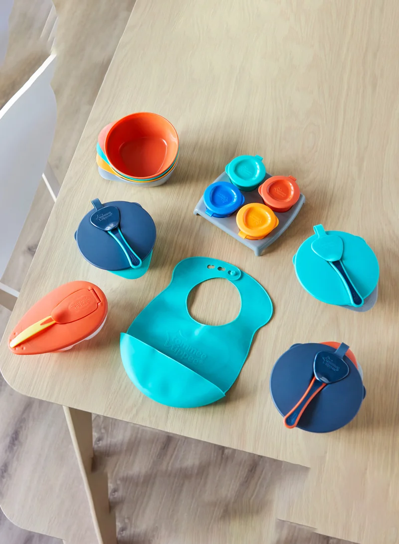 tommee tippee Pack Of 4 Pop Up Freezer Weaning Pots With Tray, Baby Food Containers With Soft Push Up Bases, 4 Months+, 60ml Multicolour (  Packaging May Vary )