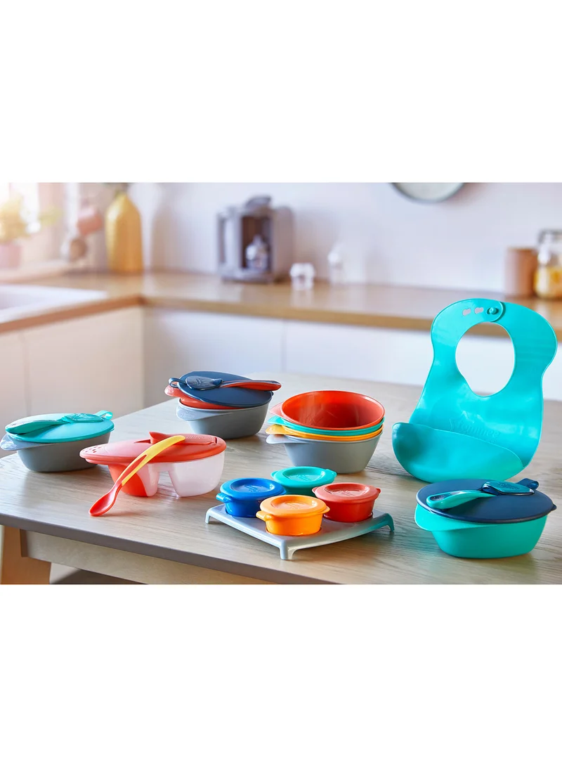 tommee tippee Pack Of 4 Pop Up Freezer Weaning Pots With Tray, Baby Food Containers With Soft Push Up Bases, 4 Months+, 60ml Multicolour (  Packaging May Vary )