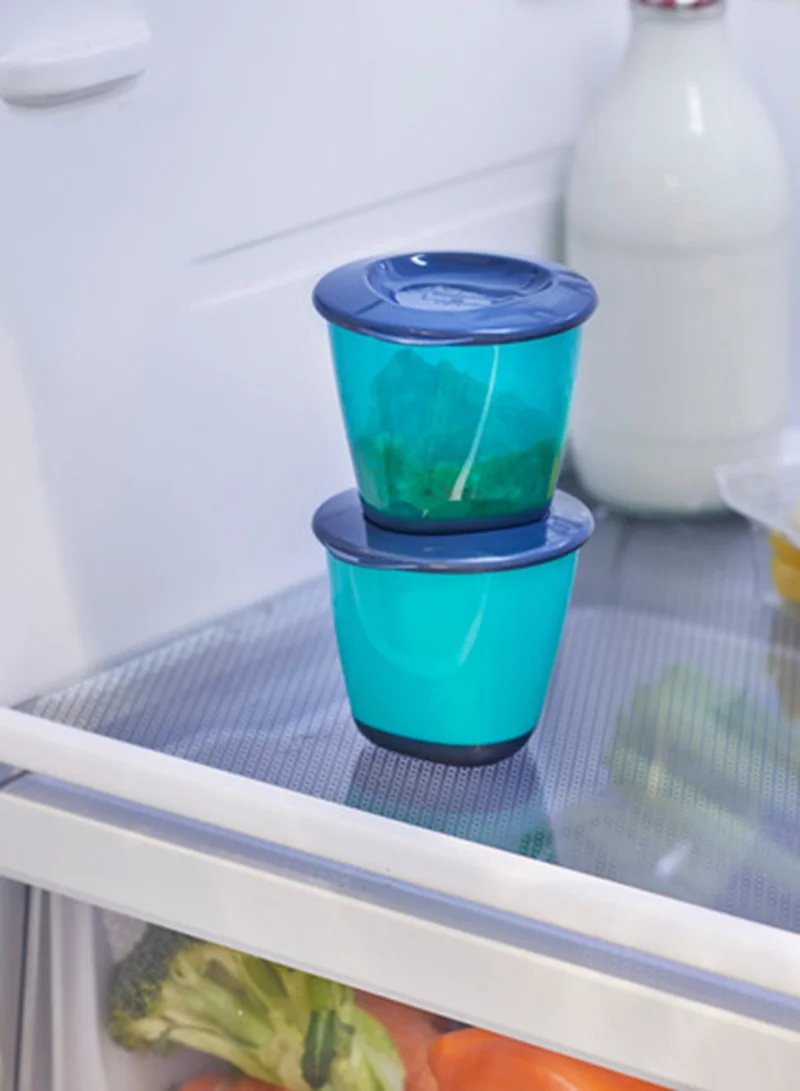 tommee tippee Pack Of 2 Pop Up Weaning Pots, Baby Food Containers With Soft Push Up Bases, Freezer Safe 4 Months+, Blue - Packaging May Vary