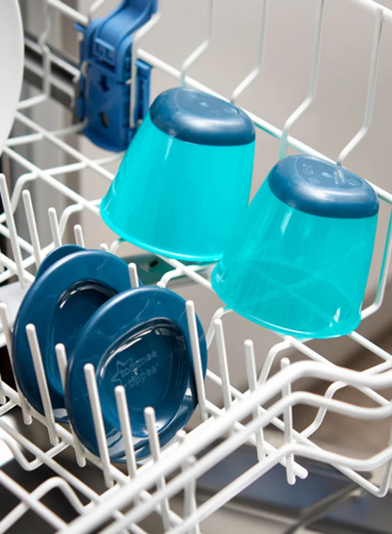 tommee tippee Pack Of 2 Pop Up Weaning Pots, Baby Food Containers With Soft Push Up Bases, Freezer Safe 4 Months+, Blue - Packaging May Vary