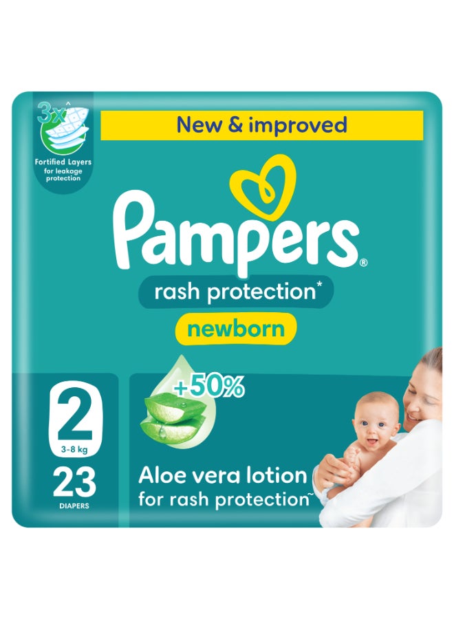 Pampers - Baby-Dry Newborn Taped Diapers with Aloe Vera Lotion, Leakage Protection, Size 2, 3-8kg, Carry Pack, 23 Count - Image 1