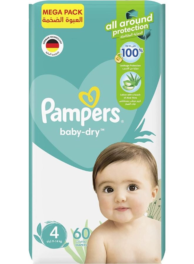Pampers - Aloe Vera Taped Diapers Size 4 Mega Pack 60 Count - Image 1