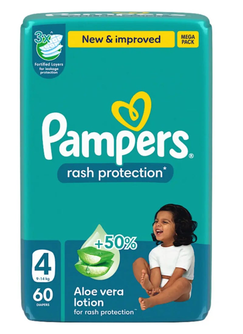Pampers Aloe Vera Taped Diapers Size 4 Mega Pack 60 Count  - Image 2