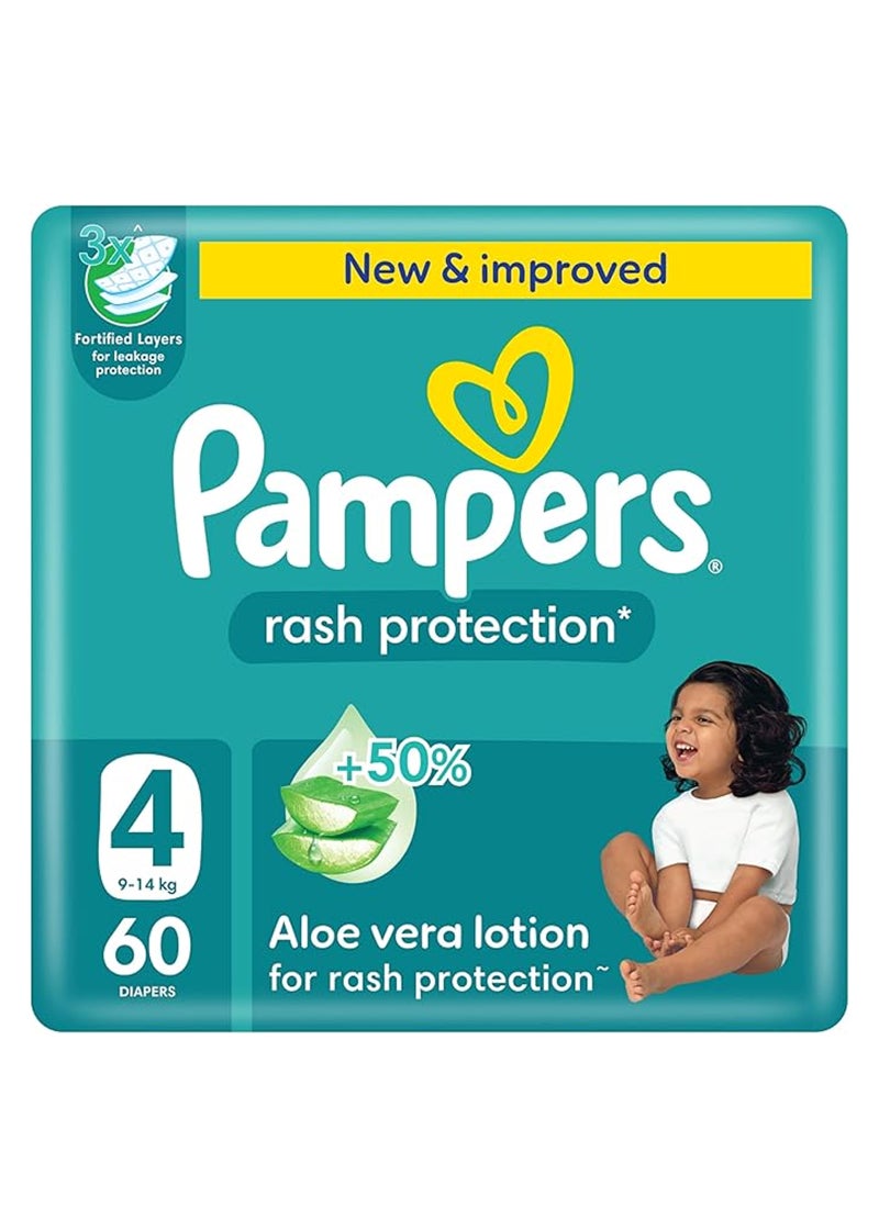 Pampers Aloe Vera Taped Diapers Size 4 Mega Pack 60 Count  - Image 1