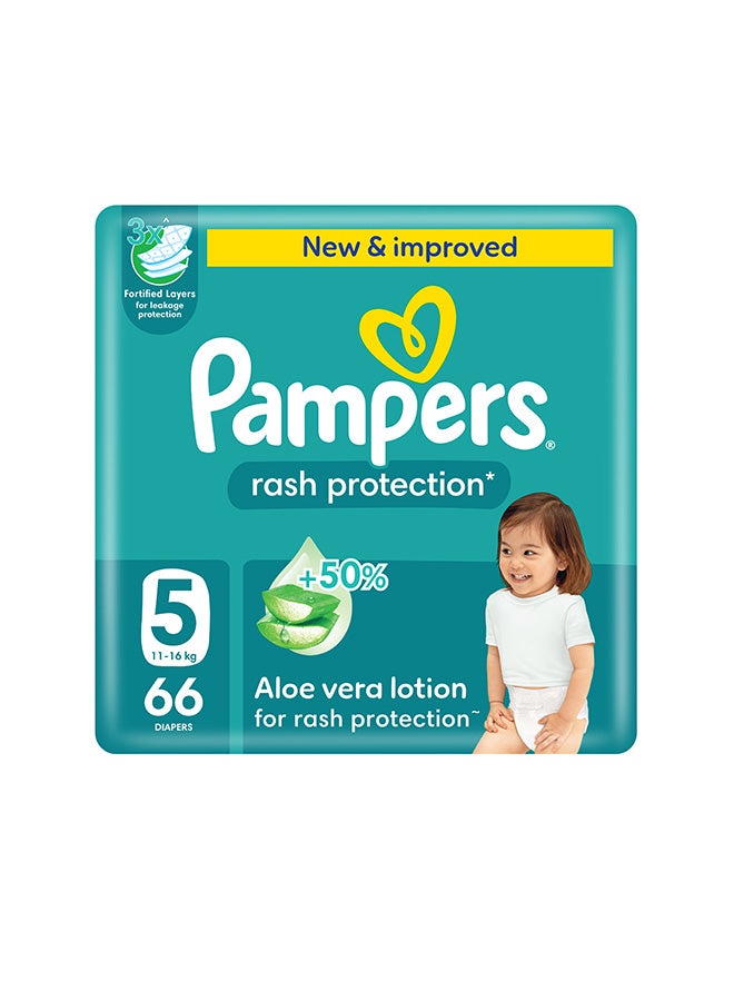 Pampers Aloe Vera Taped Diapers Size 5 Giant Pack 66 Count  - Image 1
