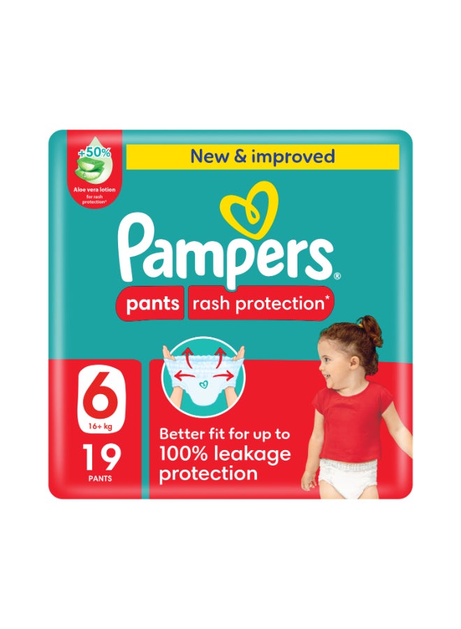 Pampers - Baby-Dry Pants with Aloe Vera Lotion, 360 Fit , Size 6, 16-21kg, Carry Pack, 19 Count - Image 1