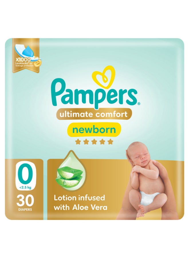 Pampers - Ultimate Comfort Taped Diapers, Size 0, <2.5kg, Carry Pack, 30 Count - Image 1