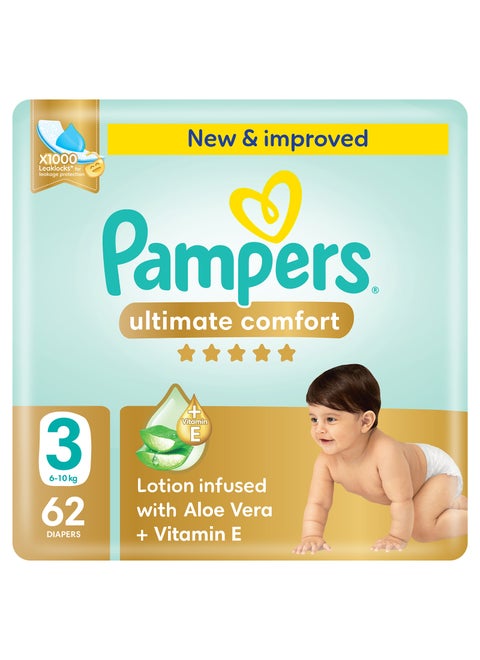 Ultimate Comfort Taped Diapers - Mega Pack - Size 3 - 6-10 kg - 62, Pieces