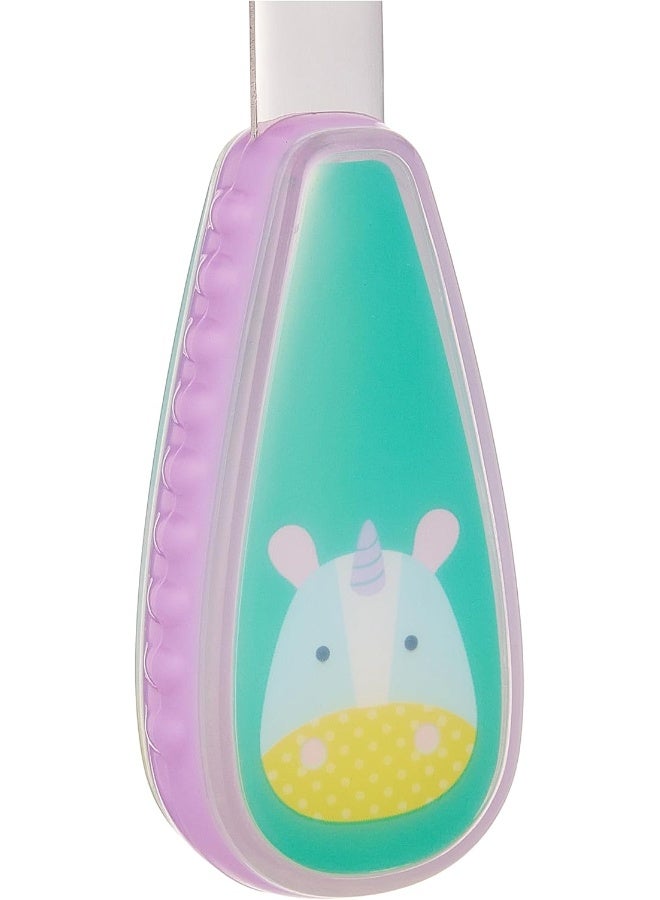 Skip Hop - Pack Of 2 Unicorn Print Zoo Tensils Fork And Spoon - Green, Silver - Image 1