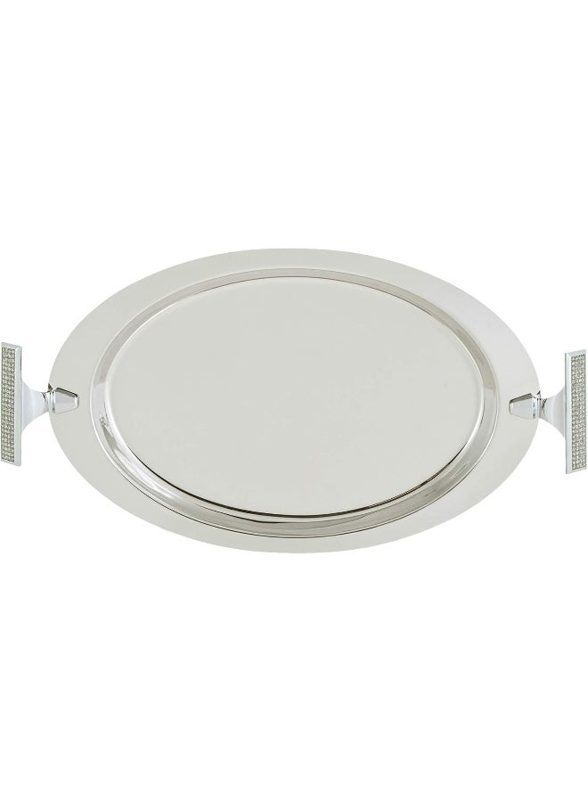 Glitter Stainless Steel Oval Tray Silver - pnsku/N11627513A/45/_/1732199387/04b627f9-e61c-499a-91f5-9e1436123be3