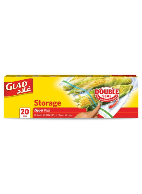 Zipper Storage Bags 20 Count yellow 27.4 x 26.5cm