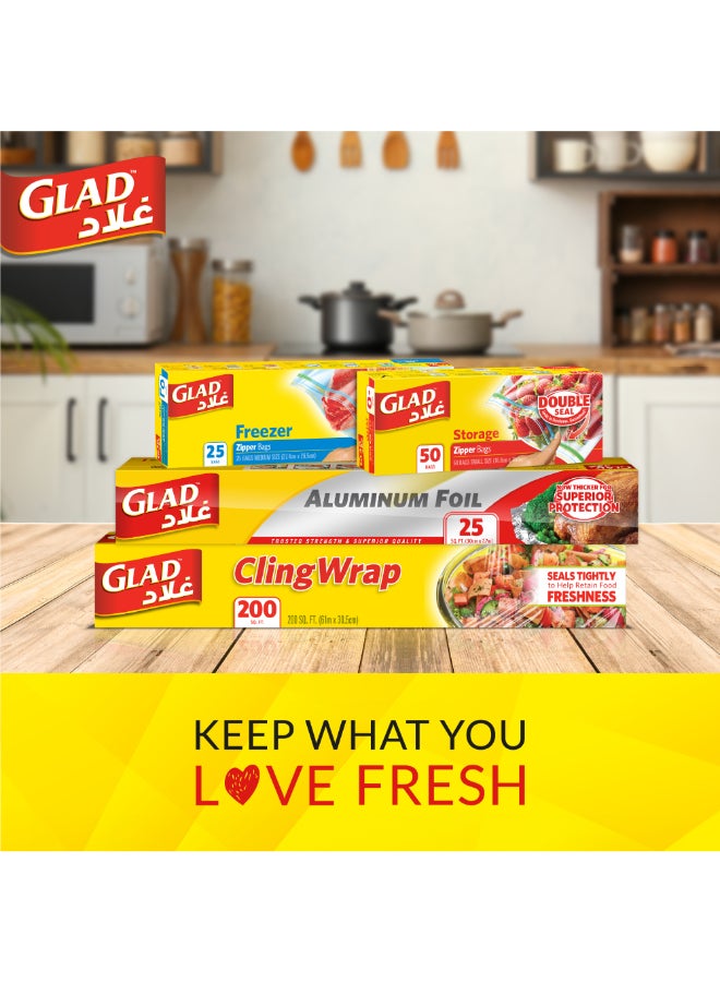 Glad - Zipper Freezer Bags 25 Count 27.4x26.5cm yellow - Image 1