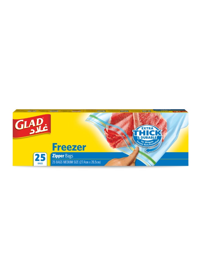 Glad - Zipper Freezer Bags 25 Count 27.4x26.5cm yellow - Image 1