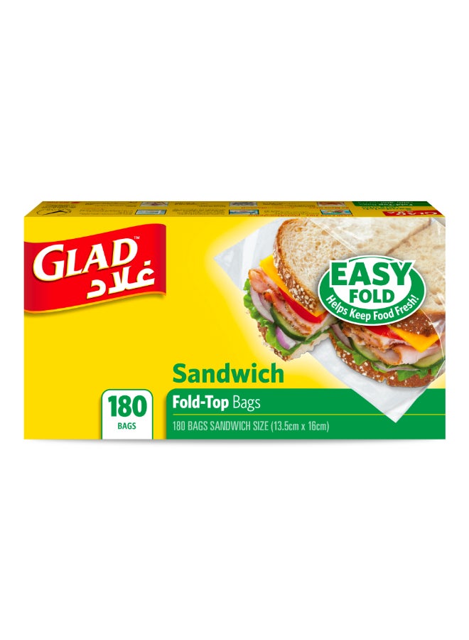 Glad Sandwich Fold Top Bags 180 Count 13.5x16cm yellow - Image 1
