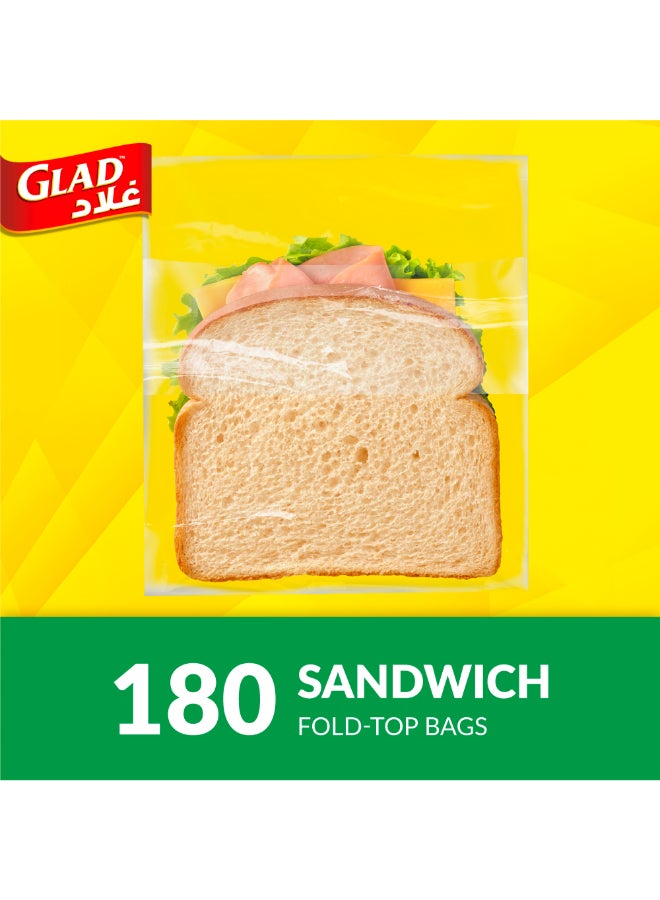 Glad Sandwich Fold Top Bags 180 Count 13.5x16cm yellow - Image 2