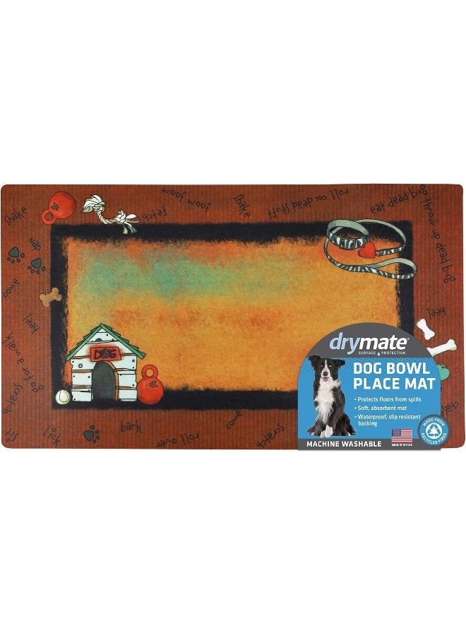 drymate Dog Bowl Place Mat Stripe Border Brown - Image 2