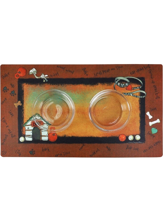 drymate Dog Bowl Place Mat Stripe Border Brown - Image 3