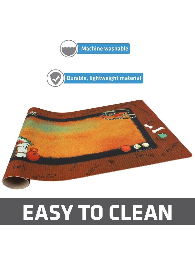 drymate Dog Bowl Place Mat Stripe Border Brown - Image 5