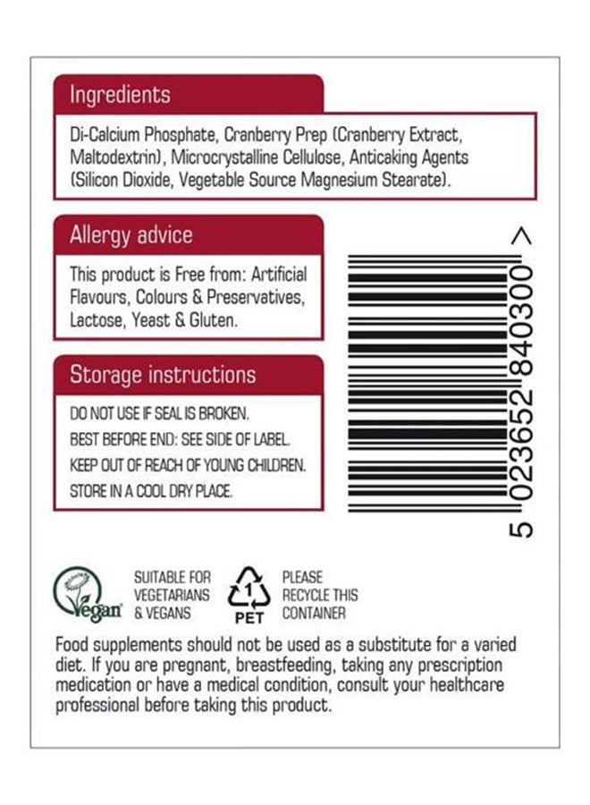 Natures Aid - Cranberry Equivalent To 5000Mg Of Cranberries Food Supplement 30 Tablets - Image 1