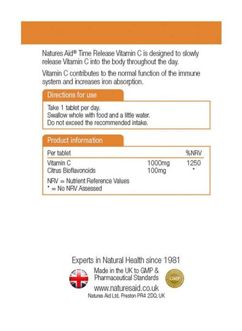Natures Aid Time Release Vitamin C 1000Mg Infused With Citrus And Bioflavonoids For A Healthy Immune System 90 Tablet - Image 2