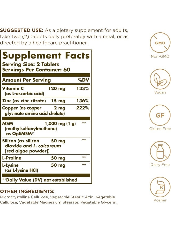 Solgar Skin, Nails and Hair Advanced MSM Formula 120 Tablets - Image 2