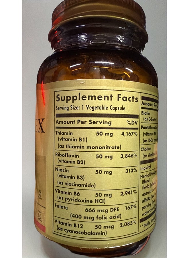 Solgar B Complex "50" 100 Vegetable Capsules - Image 2