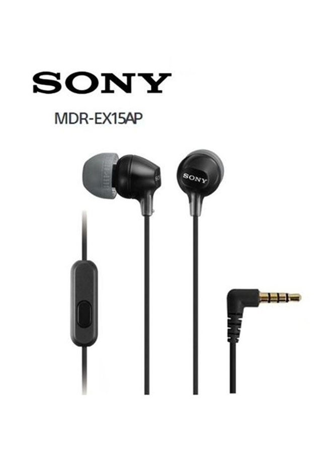 سوني سماعات أذن داخلية سلكية مزودة بميكروفون وسلك للتحكم، طراز MDR-EX15AP أسود - Image 3