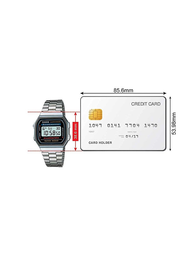كاسيو ساعة يد رقمية من الستانلس ستيل للرجال A168WA-1WDF باللون الفضي للرجال - Image 4