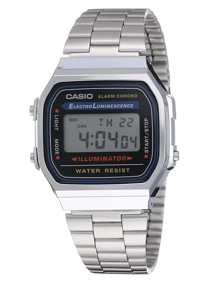 كاسيو ساعة يد رقمية من الستانلس ستيل للرجال A168WA-1WDF باللون الفضي للرجال - Image 1