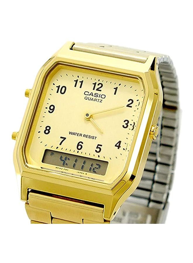 كاسيو ساعة يد رقمية وبعقارب بسوار من الإستانلس ستيل طراز AQ-230GA-9B - قياس 39 مم - لون ذهبي للرجال - Image 5