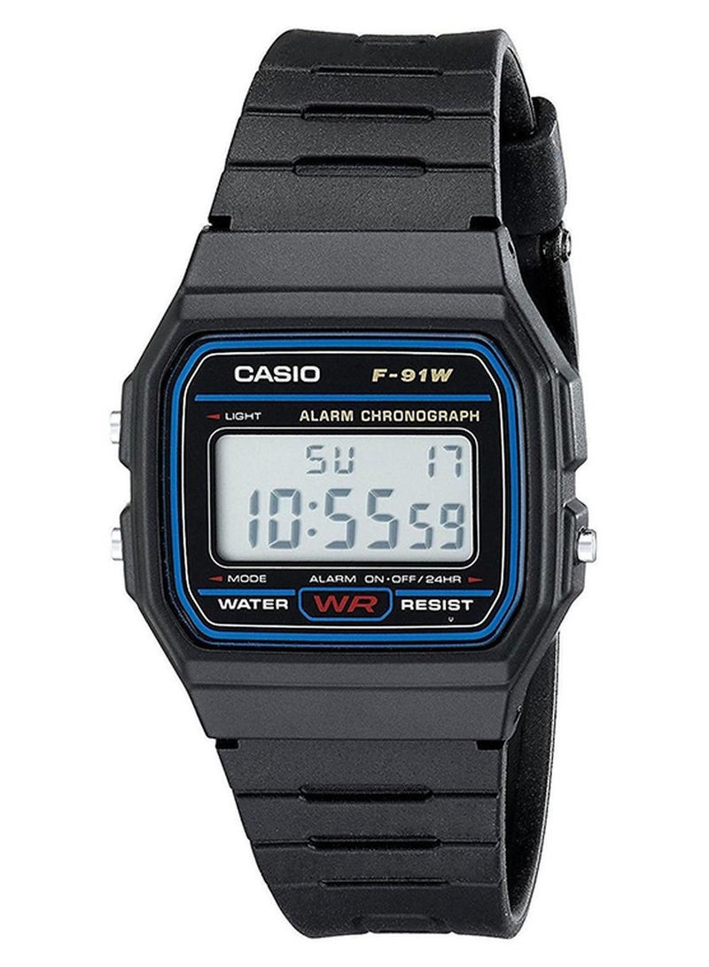 كاسيو ساعة رقمية مقاومة للماء للرجال F-91W-1DG باللون الأسود للرجال - Image 1