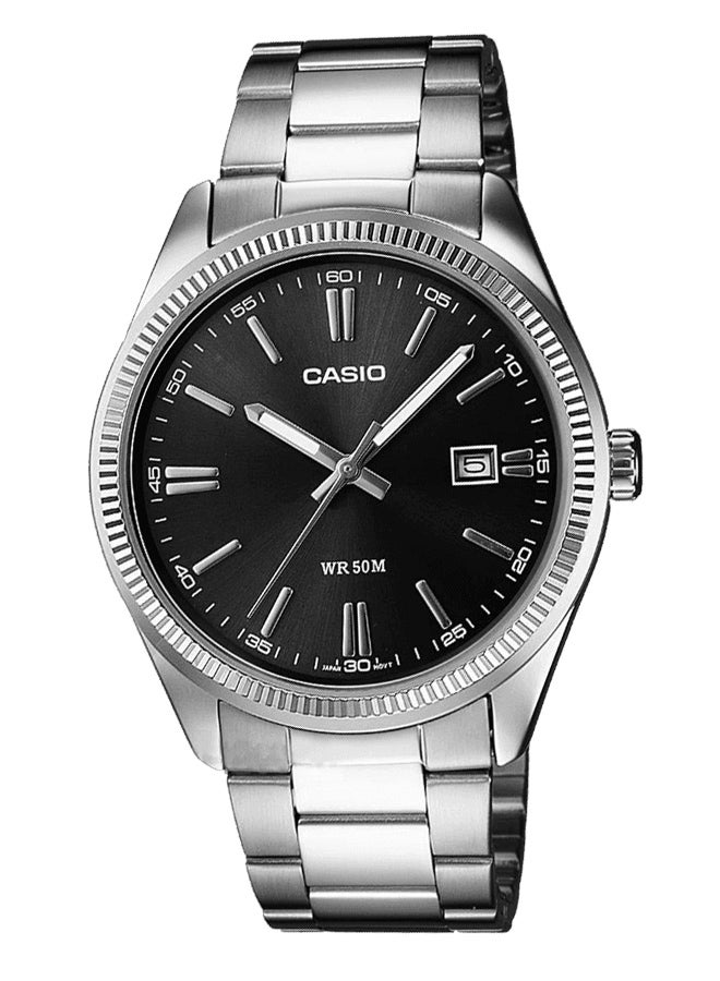 كاسيو ساعة يد كوارتز بعقارب بسوار من الإستانلس ستيل طراز MTP-1302D-1A1 - مقاس 41 مم - لون فضي للرجال - Image 1